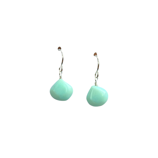 Peruvian Opal Drop Earrings, French, Silver