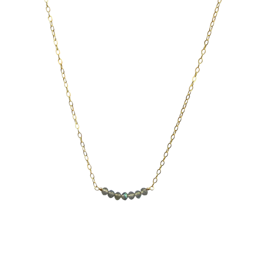 7 Stone Cluster Necklace, Labradorite, Silver, 18''