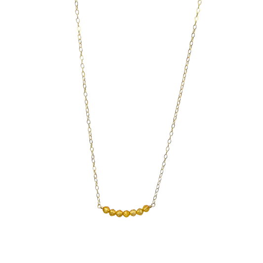 7 Stone Cluster Necklace, Citrine, Gold, 18''