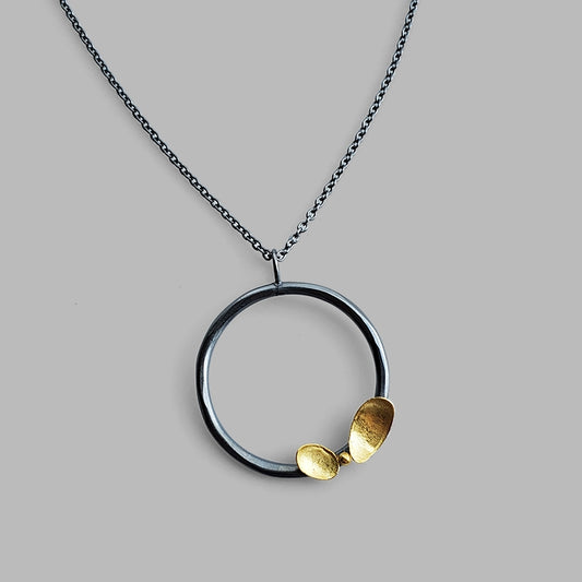 Aerie Necklace - Ox Silver & 18k Gold