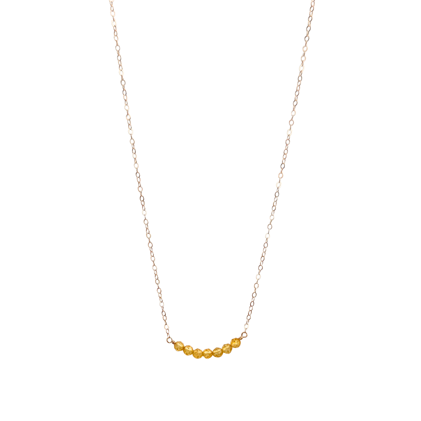 7 Stone Cluster Necklace, Citrine, Silver, 18''