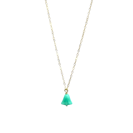 Vintage Glass Flower Necklace, Gold, 18"