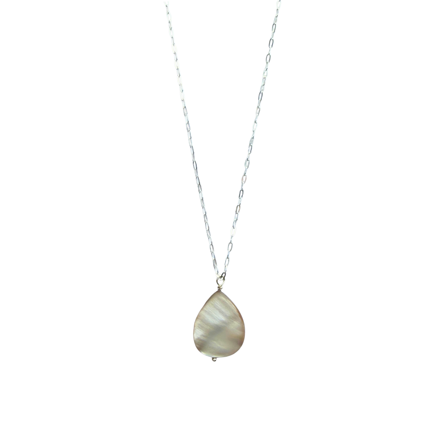 Mother of Pearl Pendant Necklace, Silver, 16"