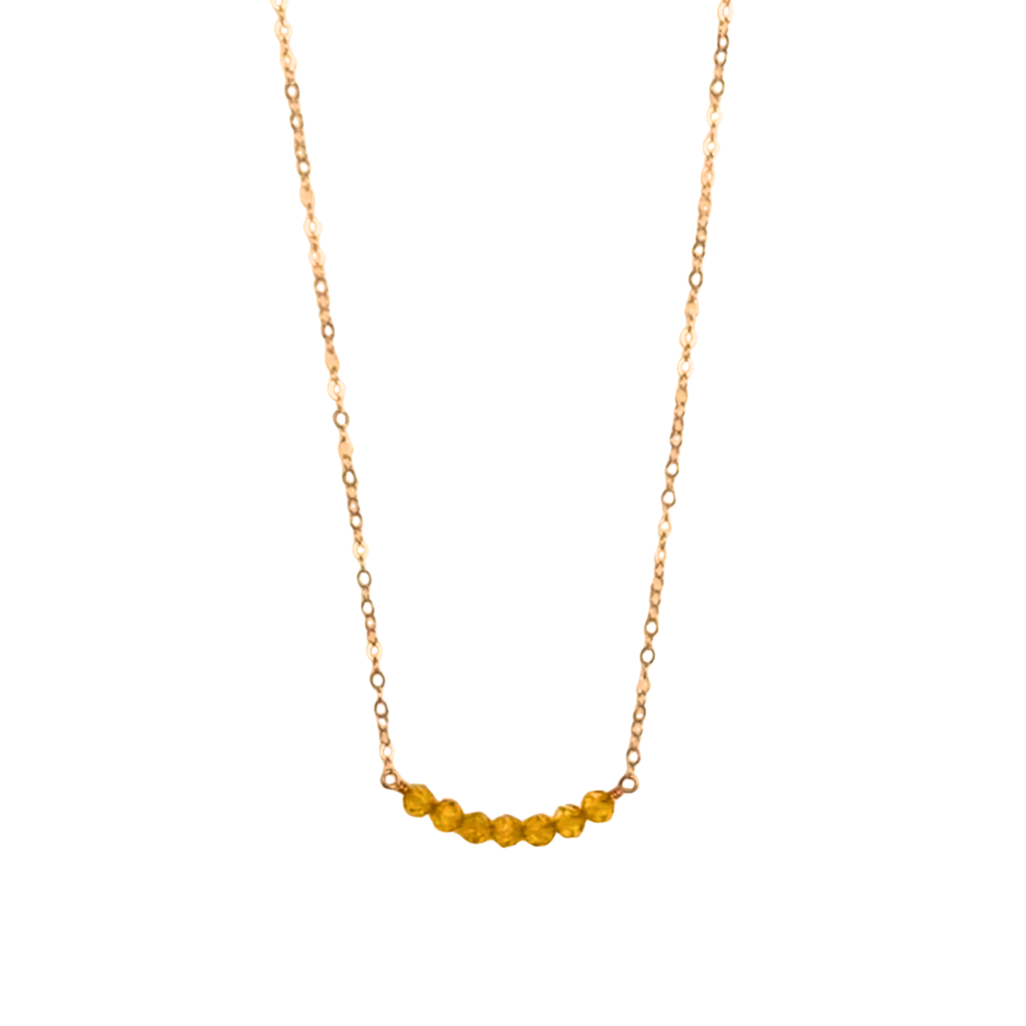 7 Stone Cluster Necklace, Citrine, Rose Gold, 18"