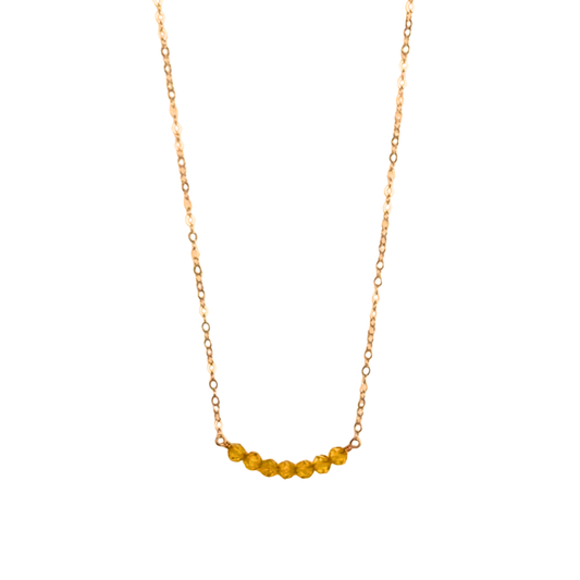 7 Stone Cluster Necklace, Citrine, Rose Gold, 18"