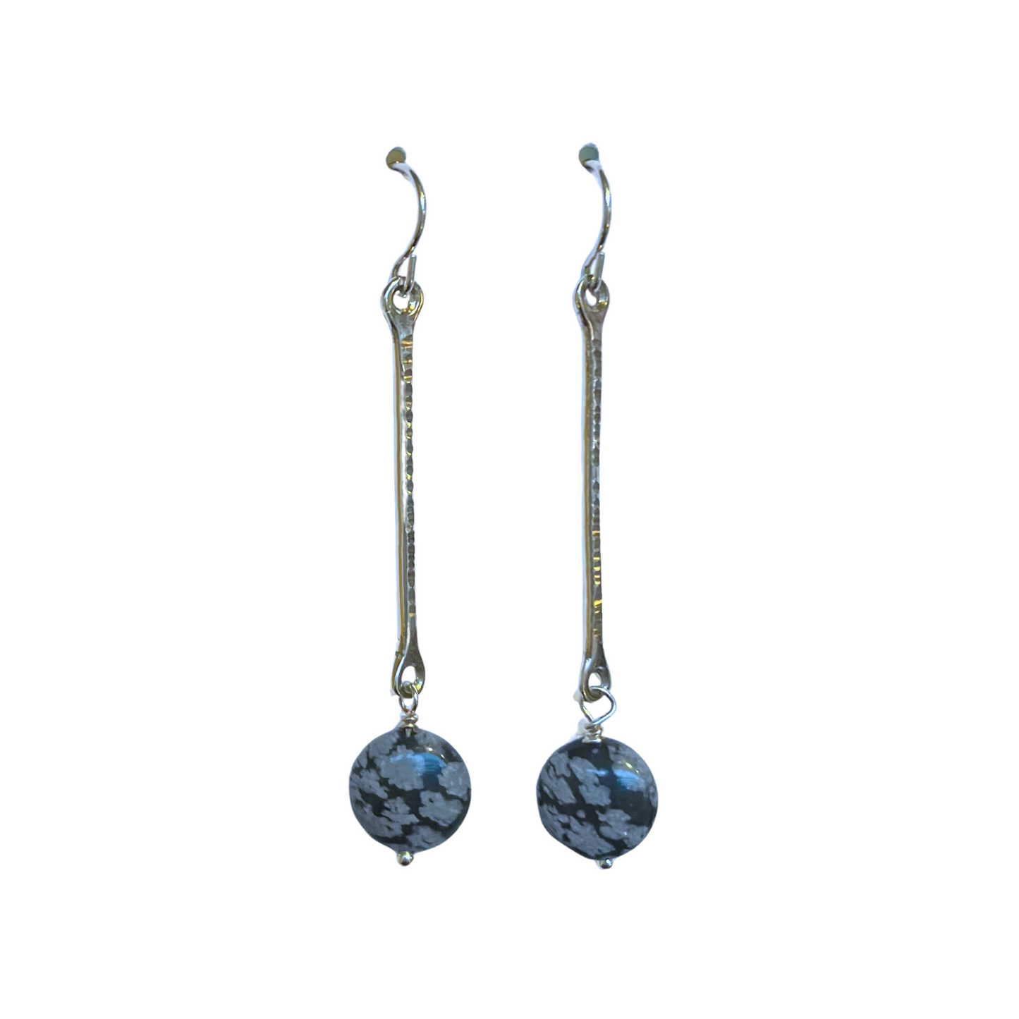 Jacqueline Earrings, Snowflake Obsidian, Silver