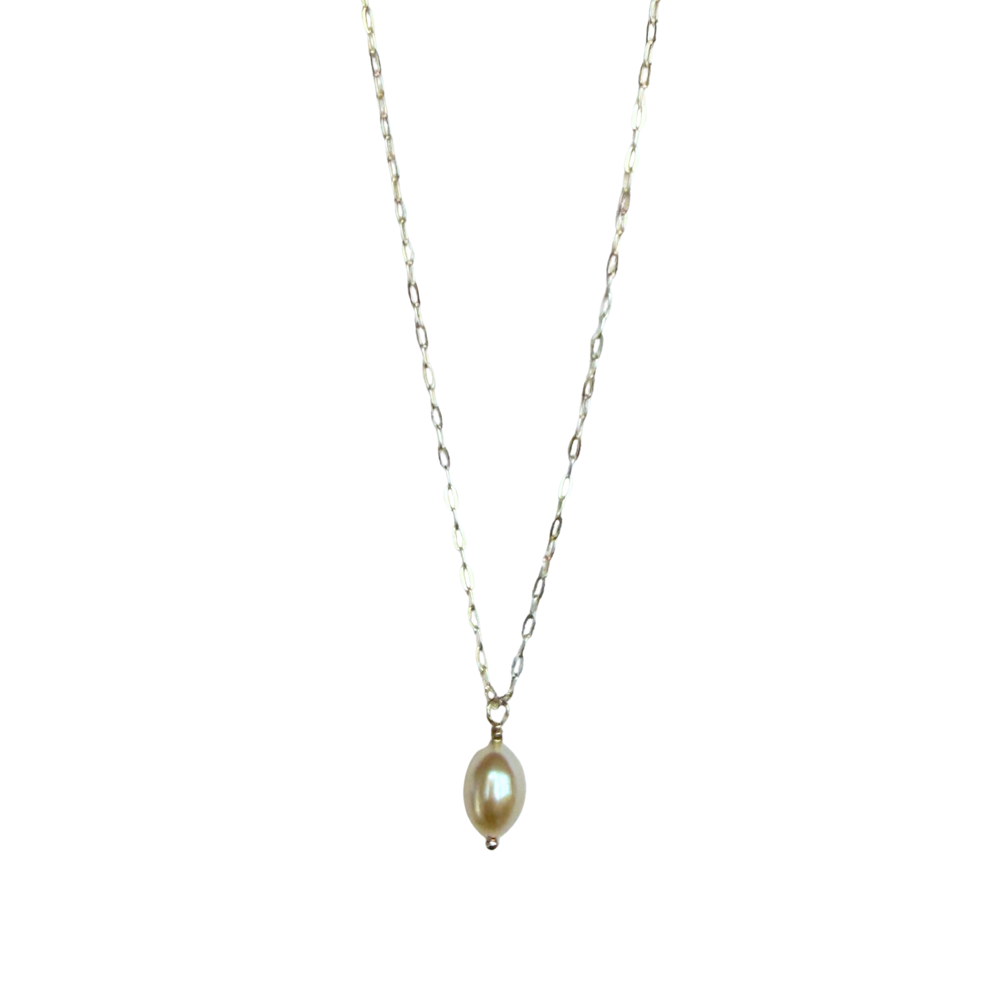Drop Pendant Necklace, Freshwater Pearl, Silver