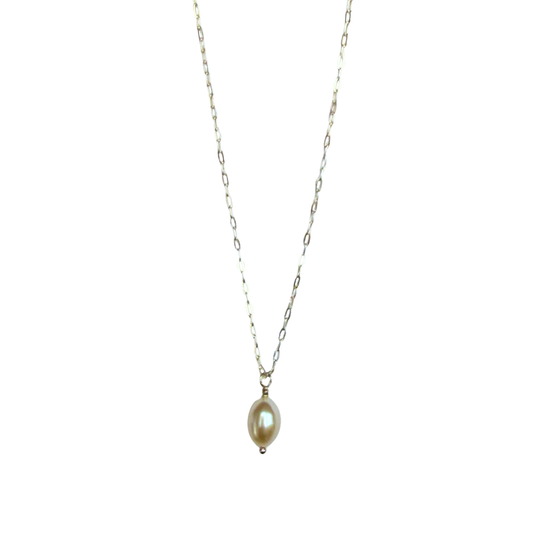 Drop Pendant Necklace, Freshwater Pearl, Silver