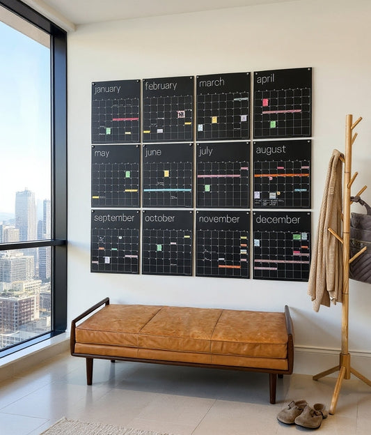 Reusable Lg Wall Calendar, Black, 16x20"