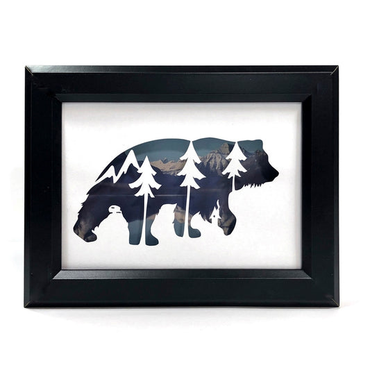 Framed Hand Cut Paper Art - Bear 8 x 10