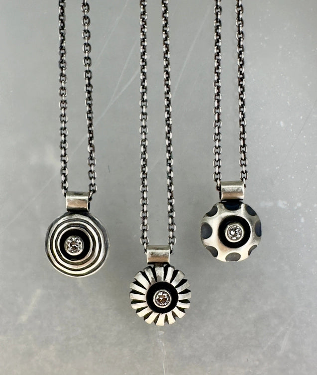 Sterling Silver Diamond Pendant - Line