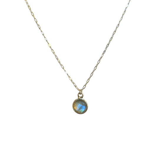 Labradorite Necklace, Round, Silver