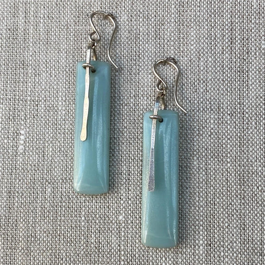 Slice Earrings, Amazonite and Silver