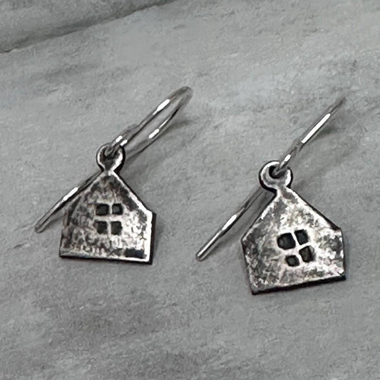 Haven Tiny House Earrings, Silver