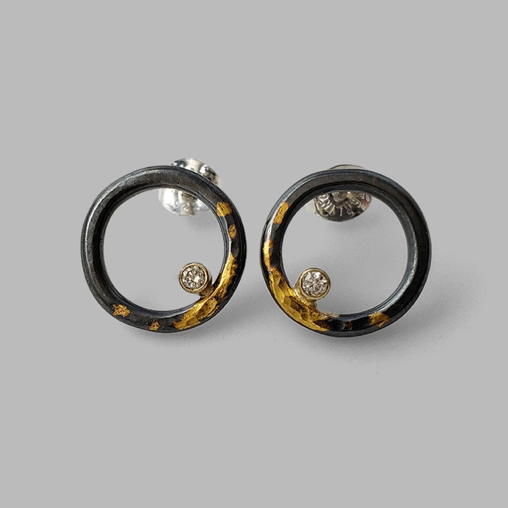 Mixed Metal Clearing Studs w/Diamonds