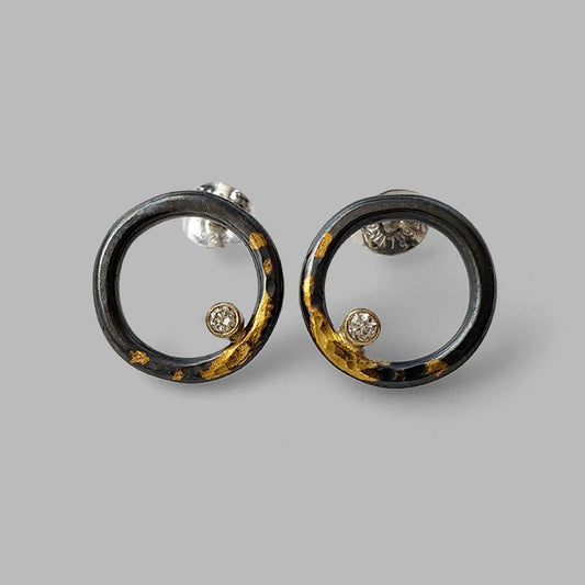 Mixed Metal Clearing Studs w/Diamonds