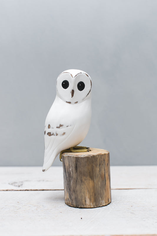 Hand Carved Baby Barn Owl, Medium