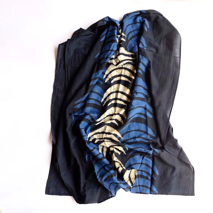 Blue Moon Block Print Scarf - Crescent