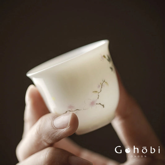 Hand-Painted Porcelain Tea Cup, Flowers
