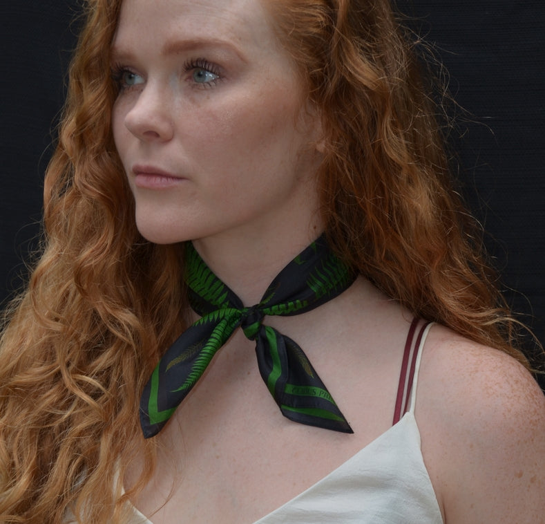 Forest Fern Silk Bandana Scarf