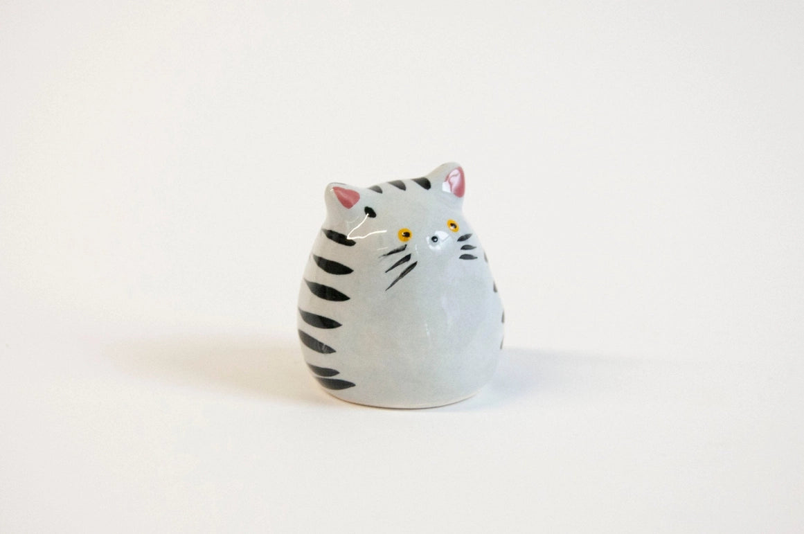 Ceramic Cat, Grey Tabby