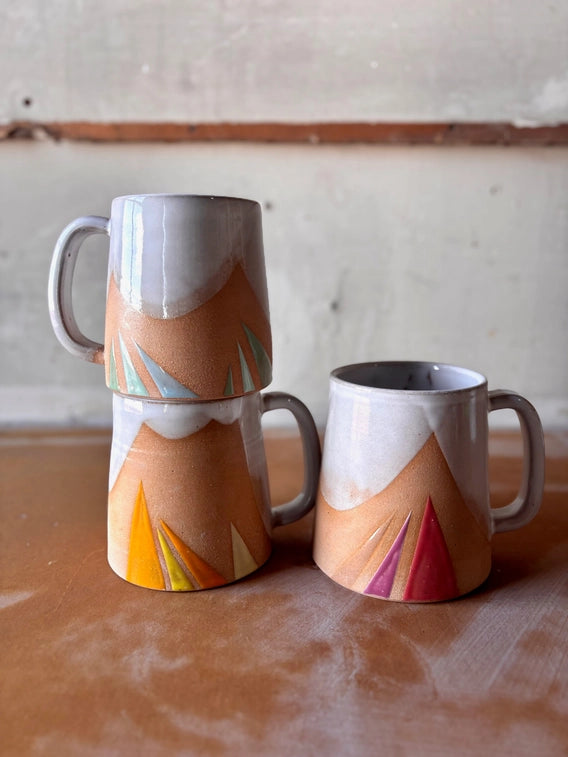 Triangles Geometric Mug - Coral