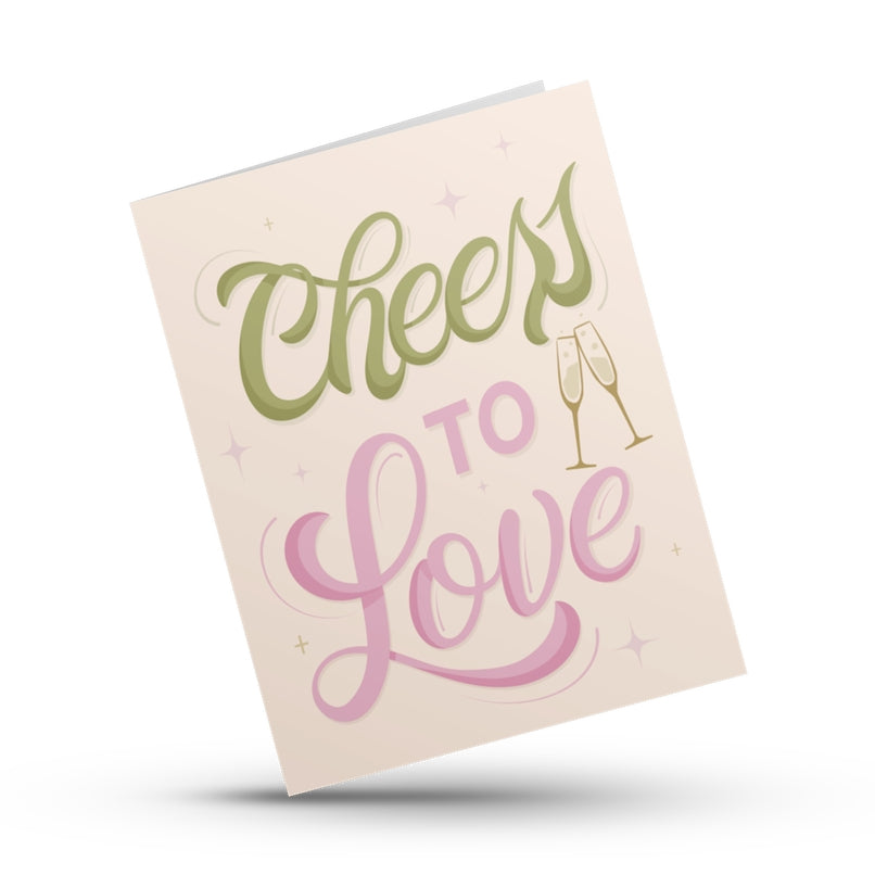Cheers to Love Card - Green + Pink