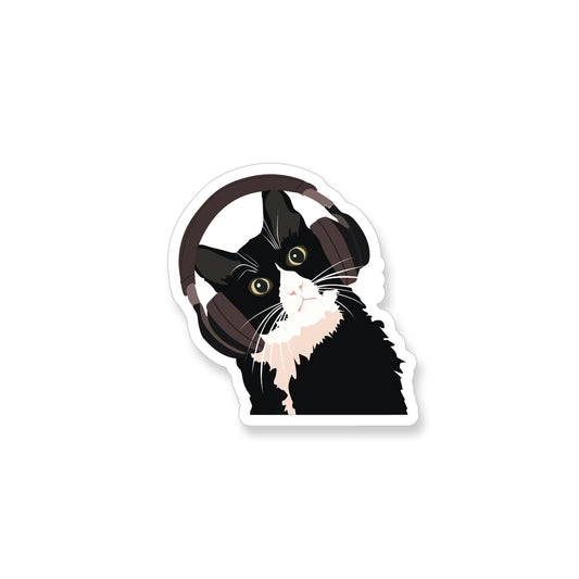 Cat with Headphones Sticker