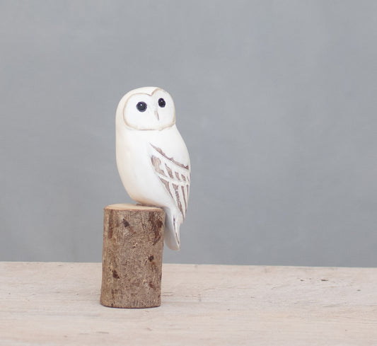 Hand Carved Mini Barn Owl, Small