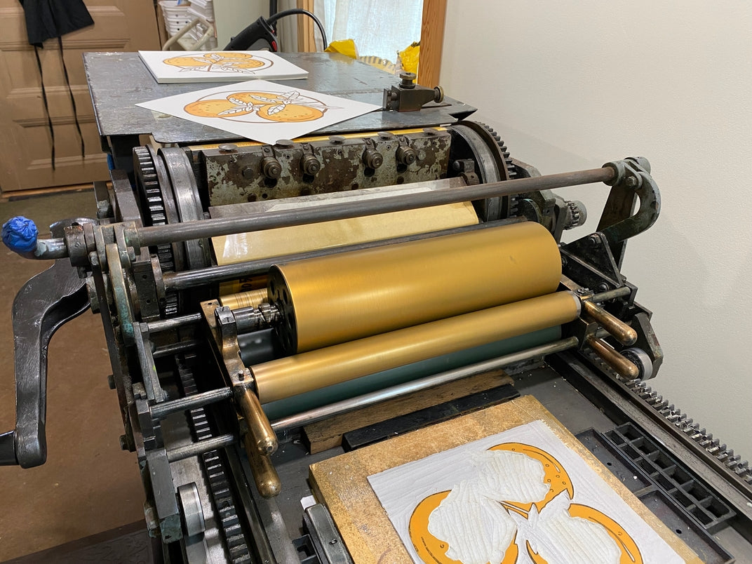Tangerine Blossoms Block Print