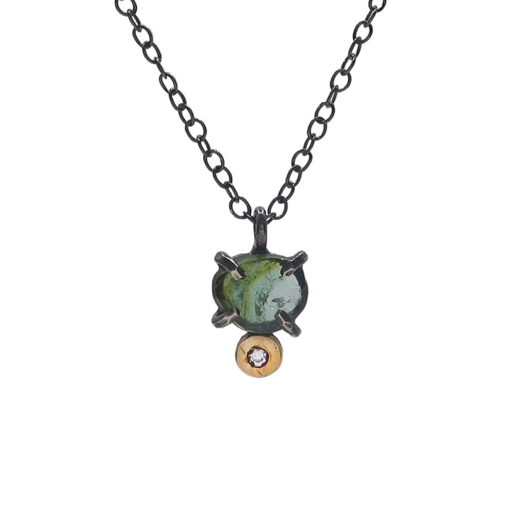 Green Tourmaline + Diamond Necklace