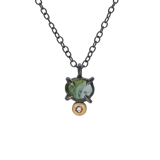 Green Tourmaline + Diamond Necklace
