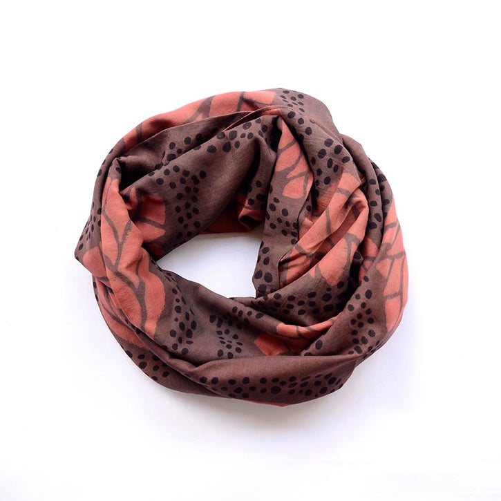 Plum Leaf Block Print Scarf - Mia