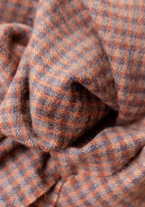 Lambswool Scarf - Coffee Textured Check