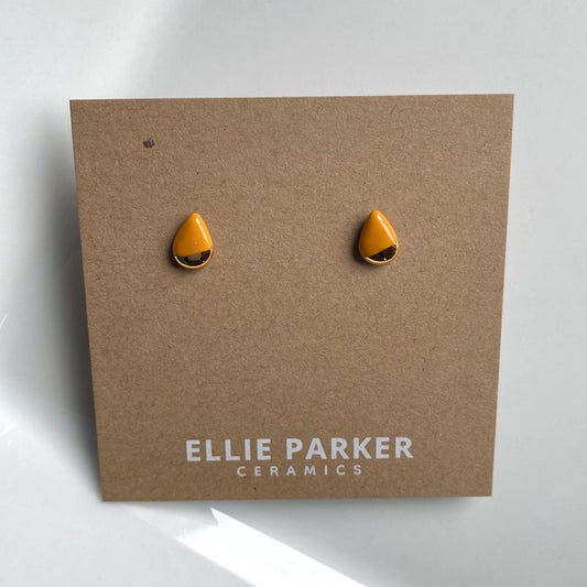 Teardrop Studs, Gold Lustre - Mustard
