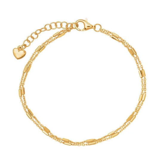 Gold Bead Bracelet, 7.5"