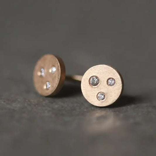 3 Diamond Stud Earring in 14K gold