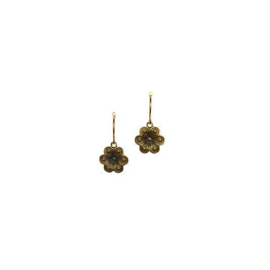 Vintage Brass Flower Earrings