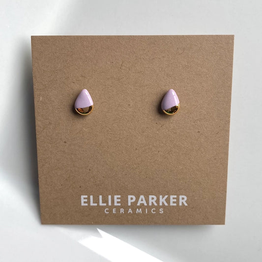 Teardrop Studs, Gold Lustre - Lilac