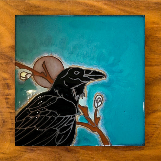 Raven, Hand-glazed Art Tile