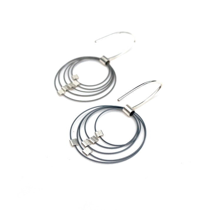 Grad Circle Earrings Hooks - Ombre + Silver