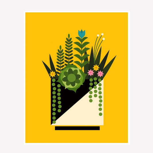 Yellow Succulent Art Print, 11x14