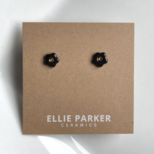 Flower Studs, Gold Lustre - Black