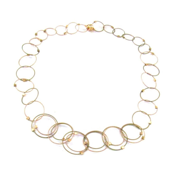 18" Mini Interlocking Circles Necklace - Gold/Bronze