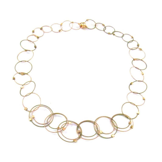 18" Mini Interlocking Circles Necklace - Gold/Bronze