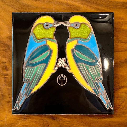 Lovebirds, Hand-glazed Art Tile