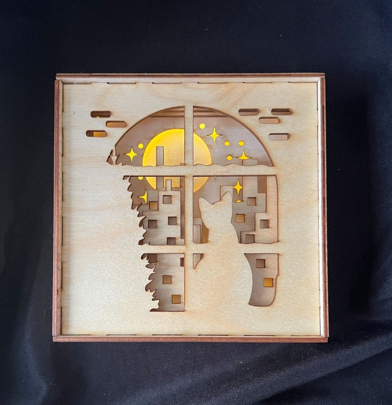 Light Box - Kitty in Window  6 x 6.25