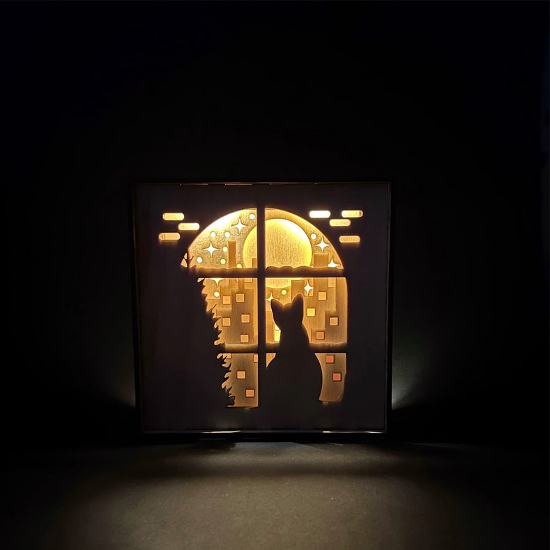 Light Box - Kitty in Window  6 x 6.25