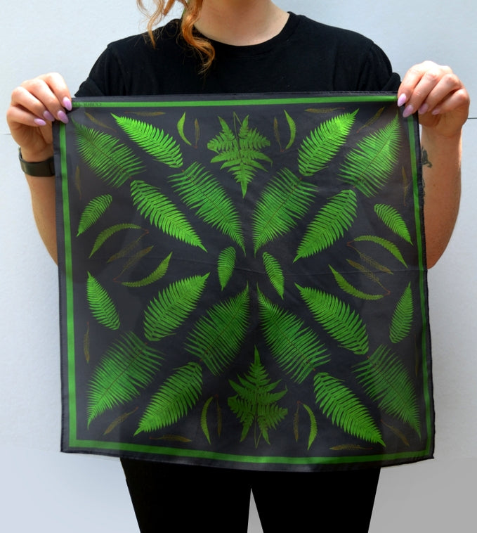 Forest Fern Silk Bandana Scarf