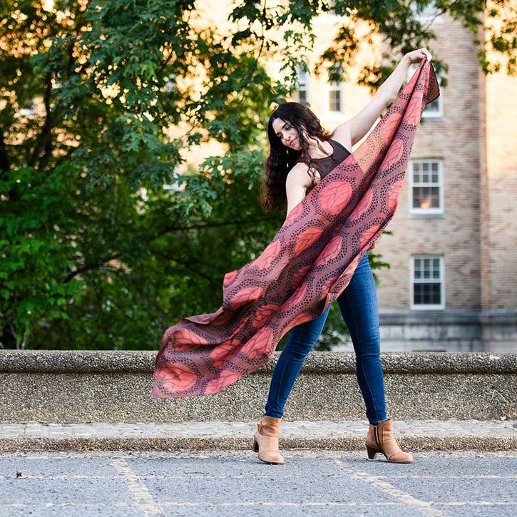 Plum Leaf Block Print Scarf - Mia